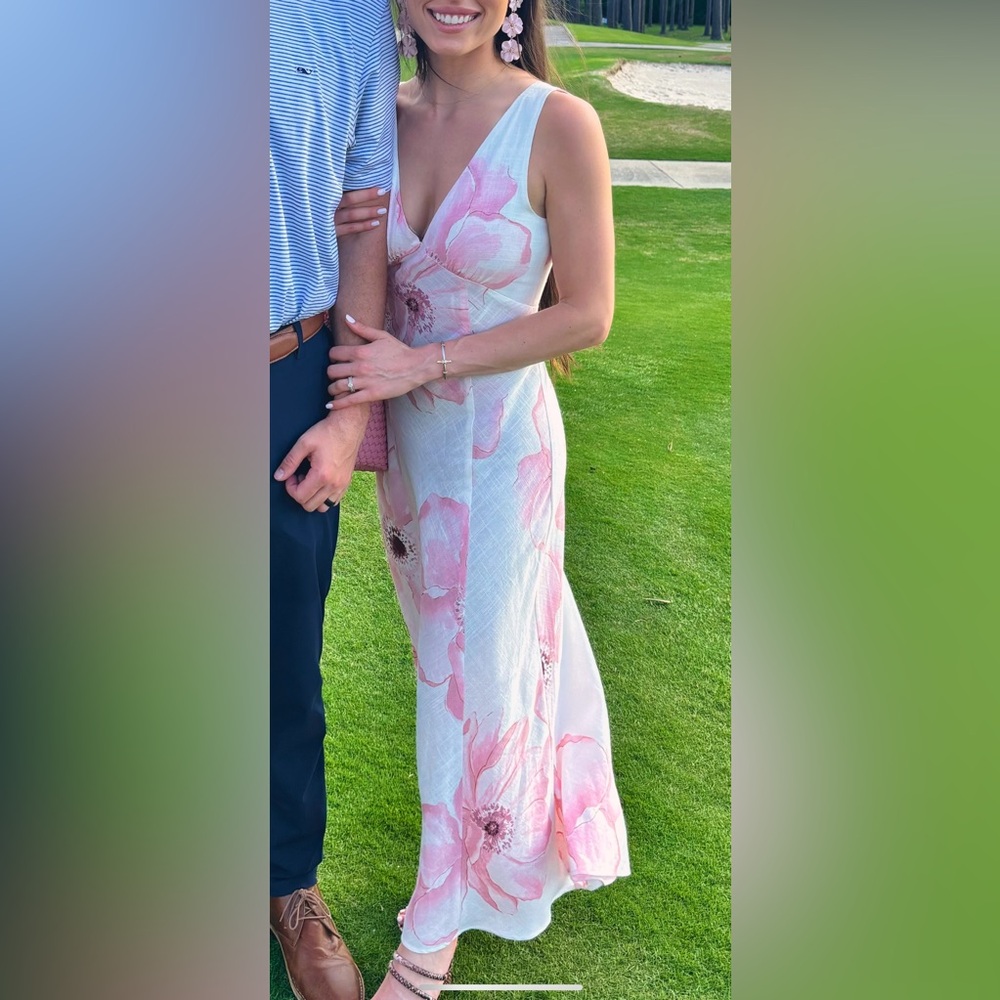 Floral midi Dress with Pink Flowers